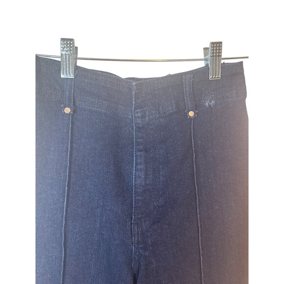 2/$30 ZARA Wide-Leg Size 2 High-Rise Dark Navy Denim Pants - Picture 4 of 14